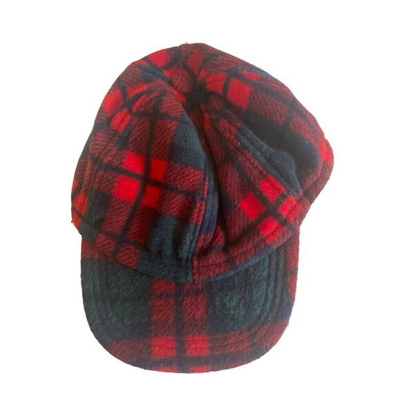 Gap Kids Red Green Plaid Flannel Cap Hat Ear Flap Adjustable Size Medium Age 7-8 - Picture 5 of 5